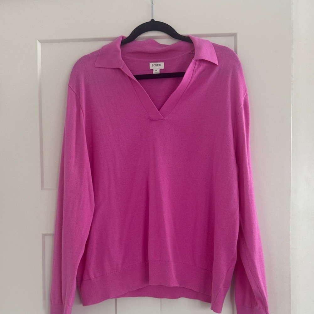 J. Crew Women's Bright Pink V-Neck Sweater